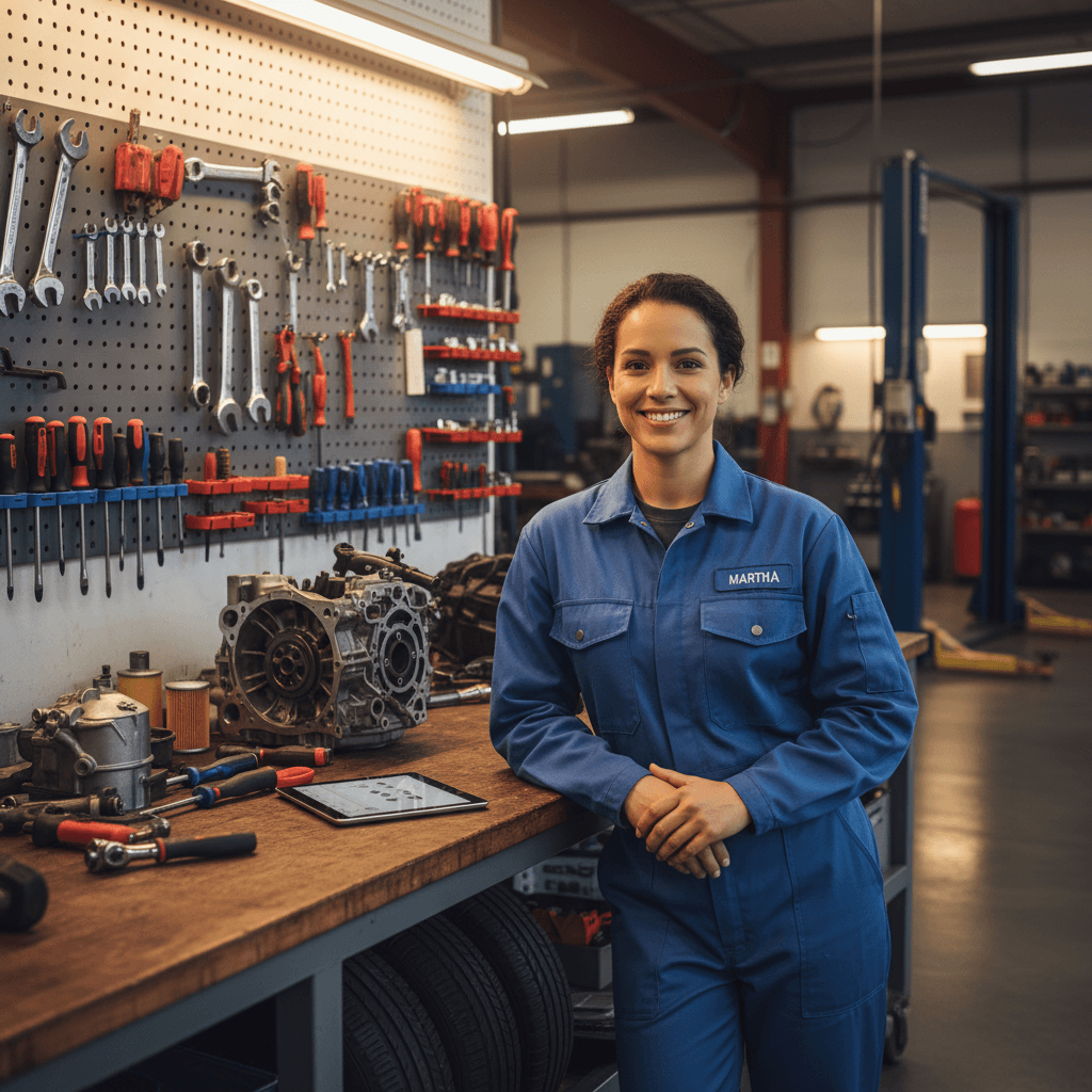 Automotive technician in professional workshop environment